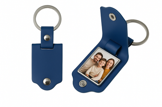 Gepersonaliseerde Sleutelhanger in Leren Etui – Jouw Foto, Jouw Stijl