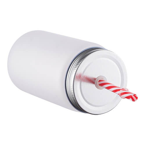 Gepersonaliseerde Mason Jar 500 ml – Frosted Glas met Deksel & Rietje